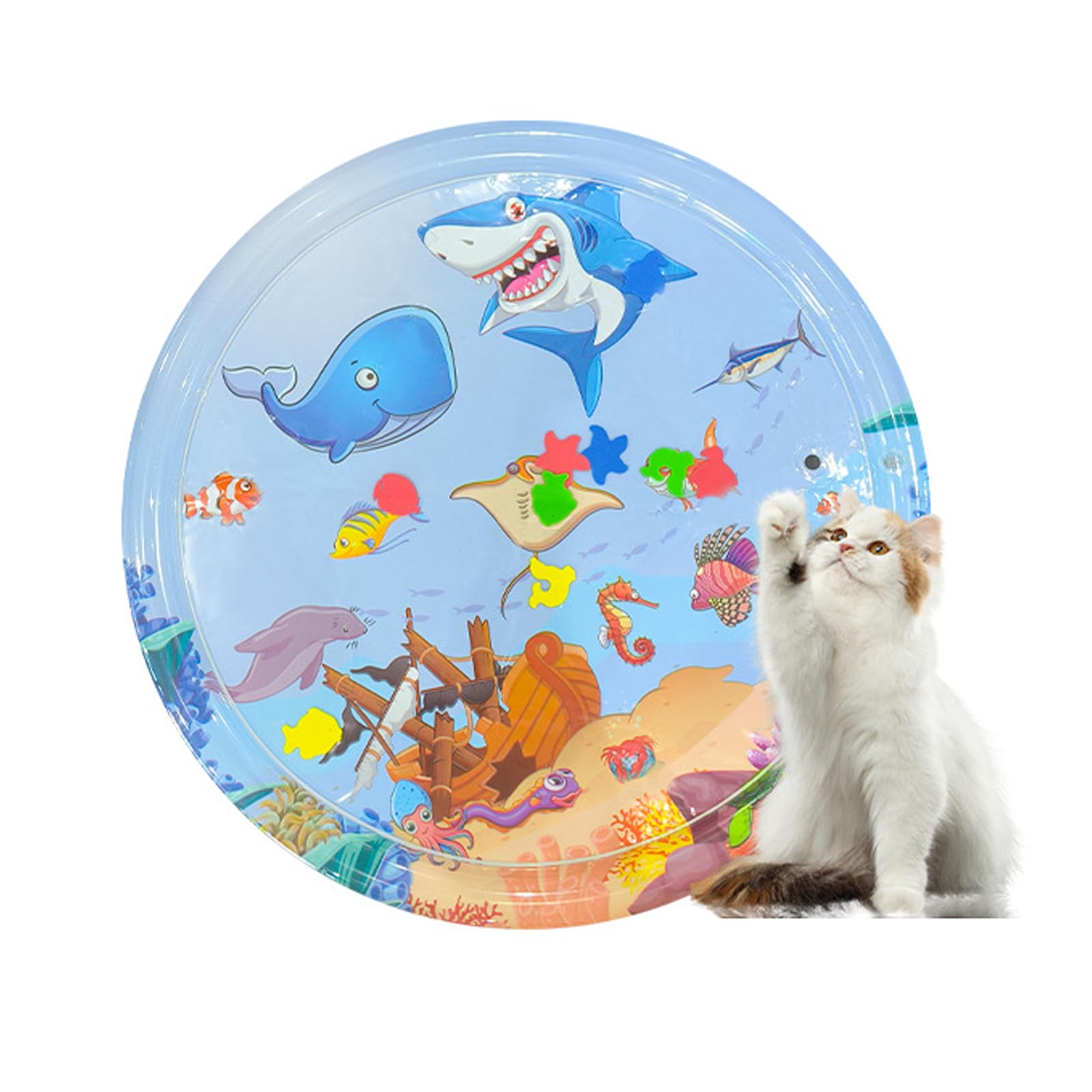 XKNEORW Thickened Unbreakable Cat Water Play Mat - Interactive Splash Toy for Cats, Durable Kicker & Self-Play Mat for Indoor Kittens | Perfect for Bath Time, Summer Cooling & Solo Playtime