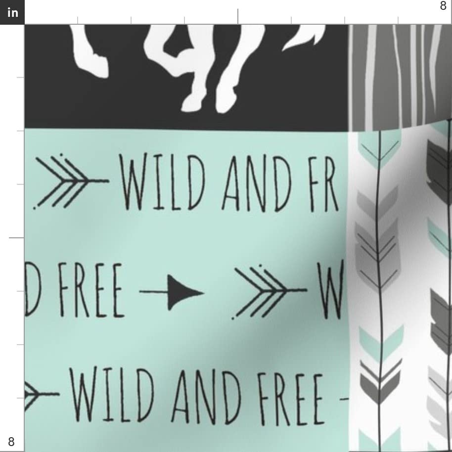 Premium Minky Fabric Fat Quarter - Wild Horses & Arrows Print in Aqua, Black, Grey & White - Soft Plush Material for Baby Blankets, Quilt Backing & Sewing Projects | DIY Nursery Decor, Home Decor & Crafting