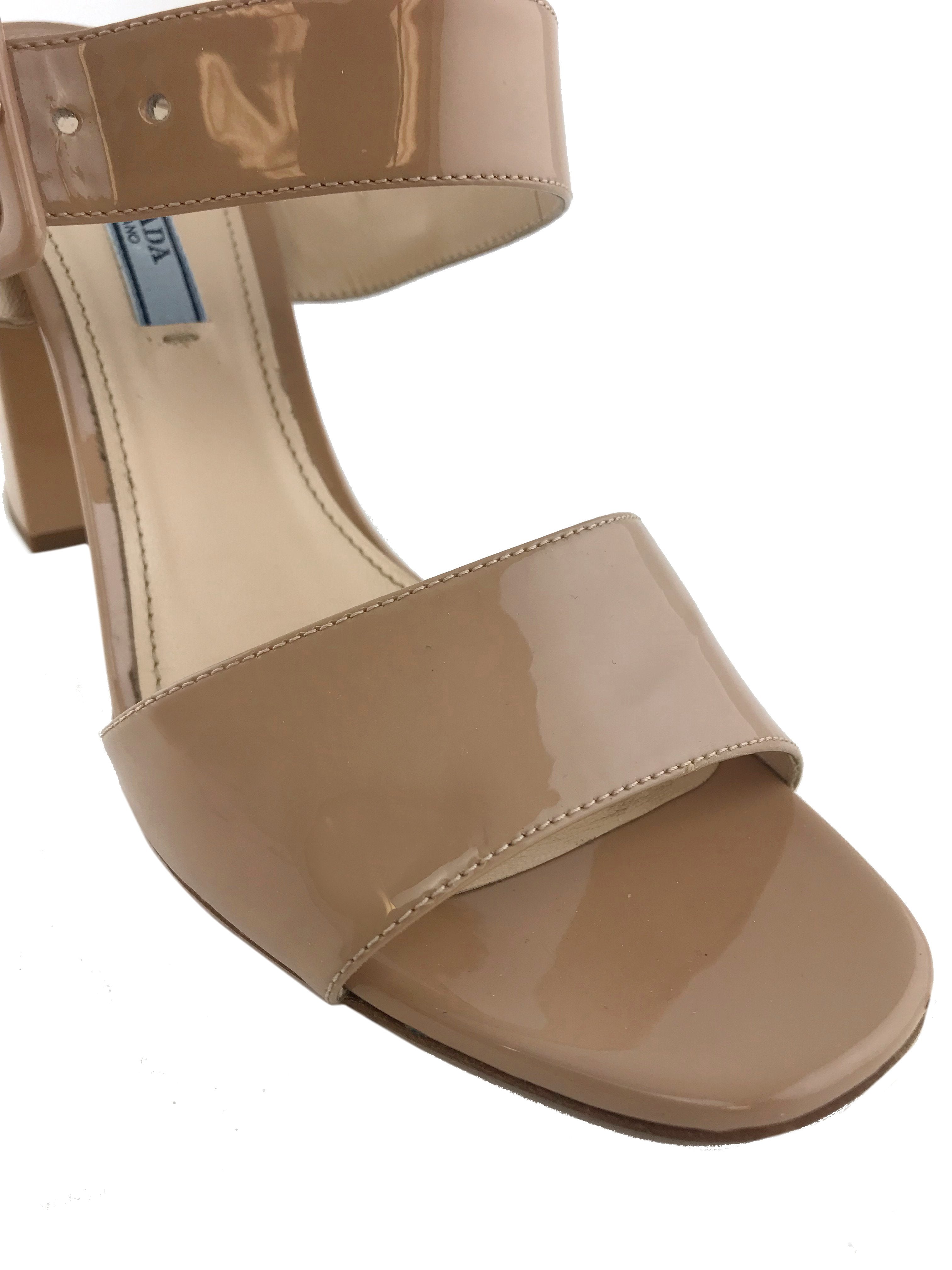 Prada Buckle Patent Leather City Sandals Women's Size 9 - Stylish & Comfortable for Casual Outings & Summer Travel