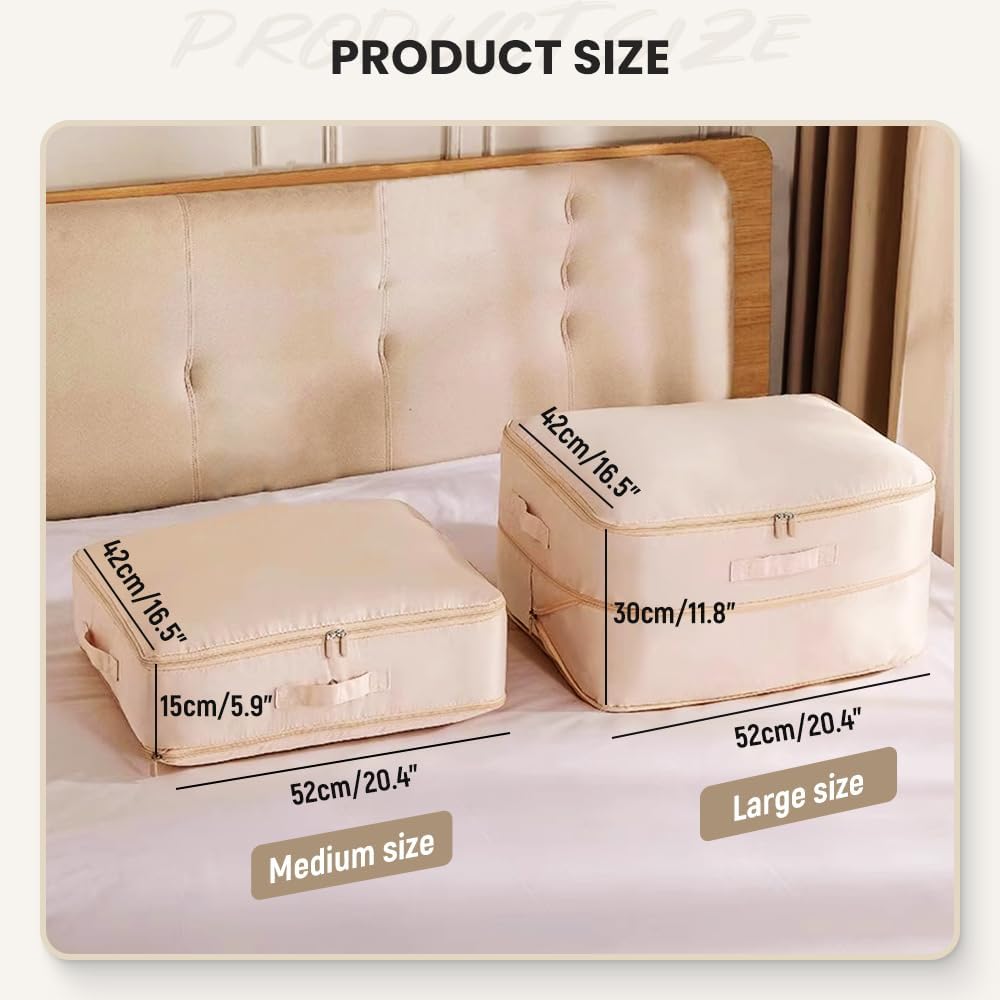 Ultra Space Saving Self Compression Organizer Bags - Large Grey Vacuum Sealed Storage Bags for Clothes, Comforters, Pillows & Blankets | Perfect for Travel, Moving & Seasonal Storage
