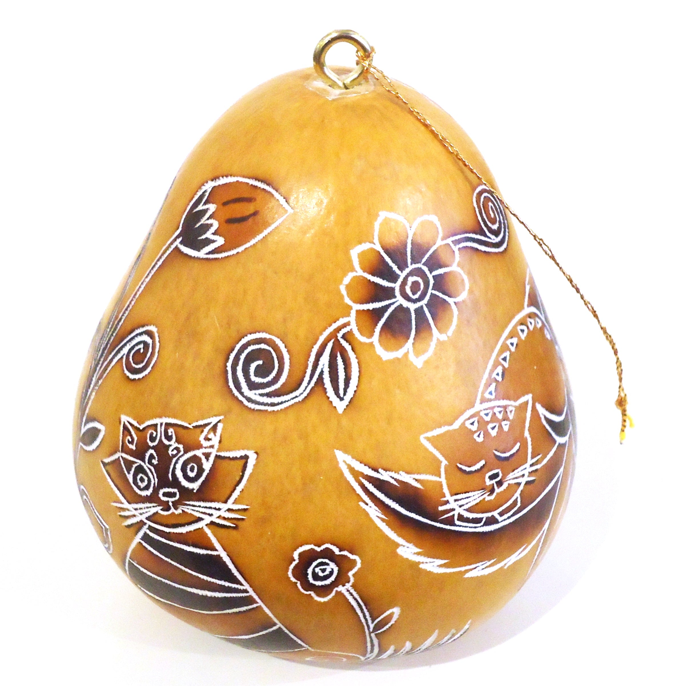 Whimsical Cat Gourd Ornament - Handcrafted Home Decor for Halloween, Fall & Thanksgiving - Perfect for Table Centerpieces, Shelf Displays & Seasonal Gift Giving