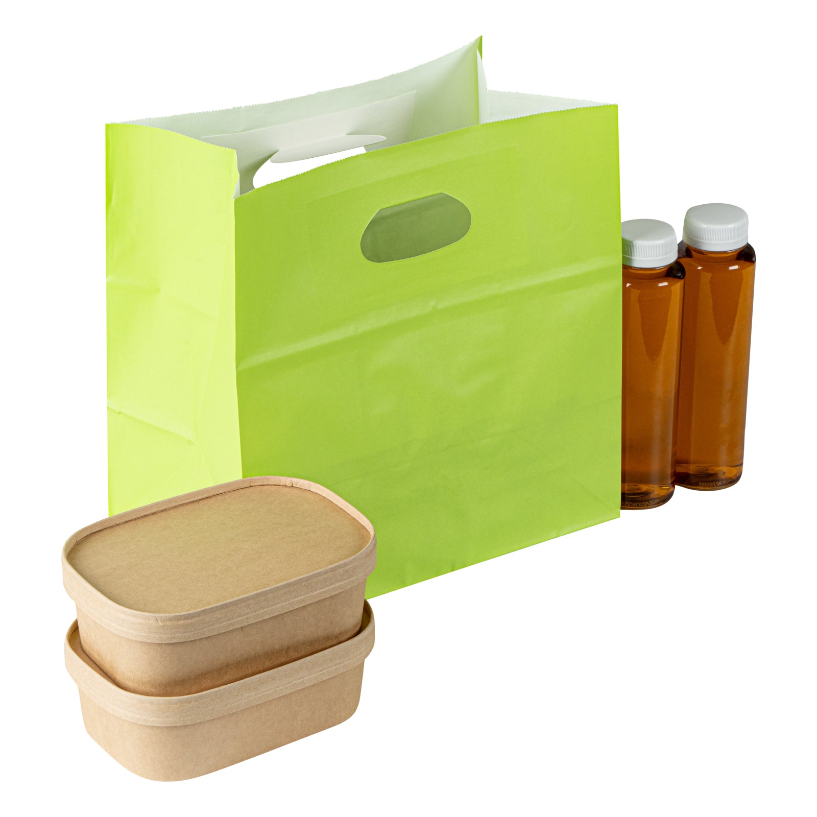Eco-Friendly Rectangle Paper Take Out Bags with Handles - 11