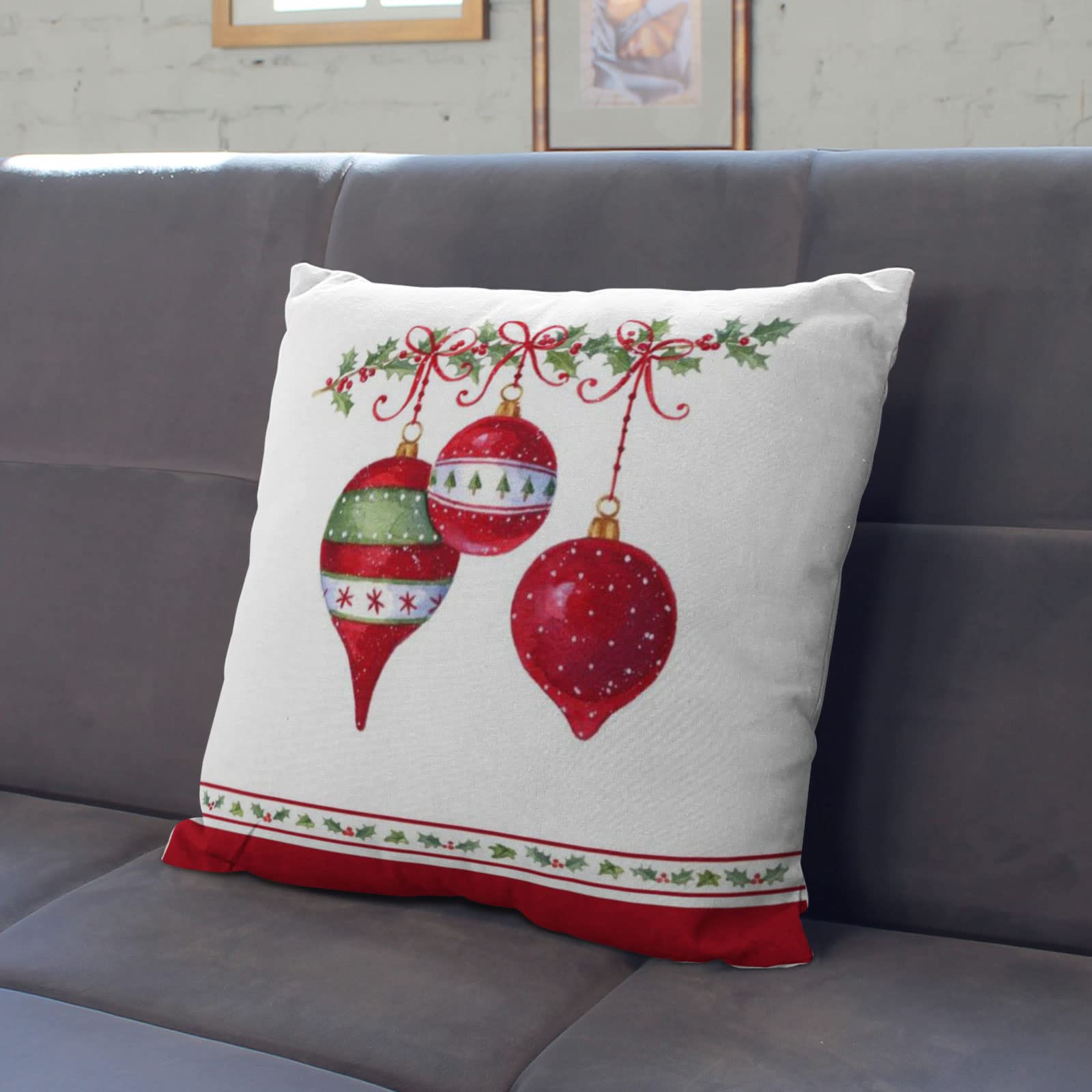 YeeJu Set of 4 Christmas Tree Velvet Pillow Covers 20x20 Inch - Holiday Decor Throw Pillow Cases for Sofa, Couch & Home Decor - Perfect for Winter Celebrations, Xmas Parties & Cozy Living Room Decorations