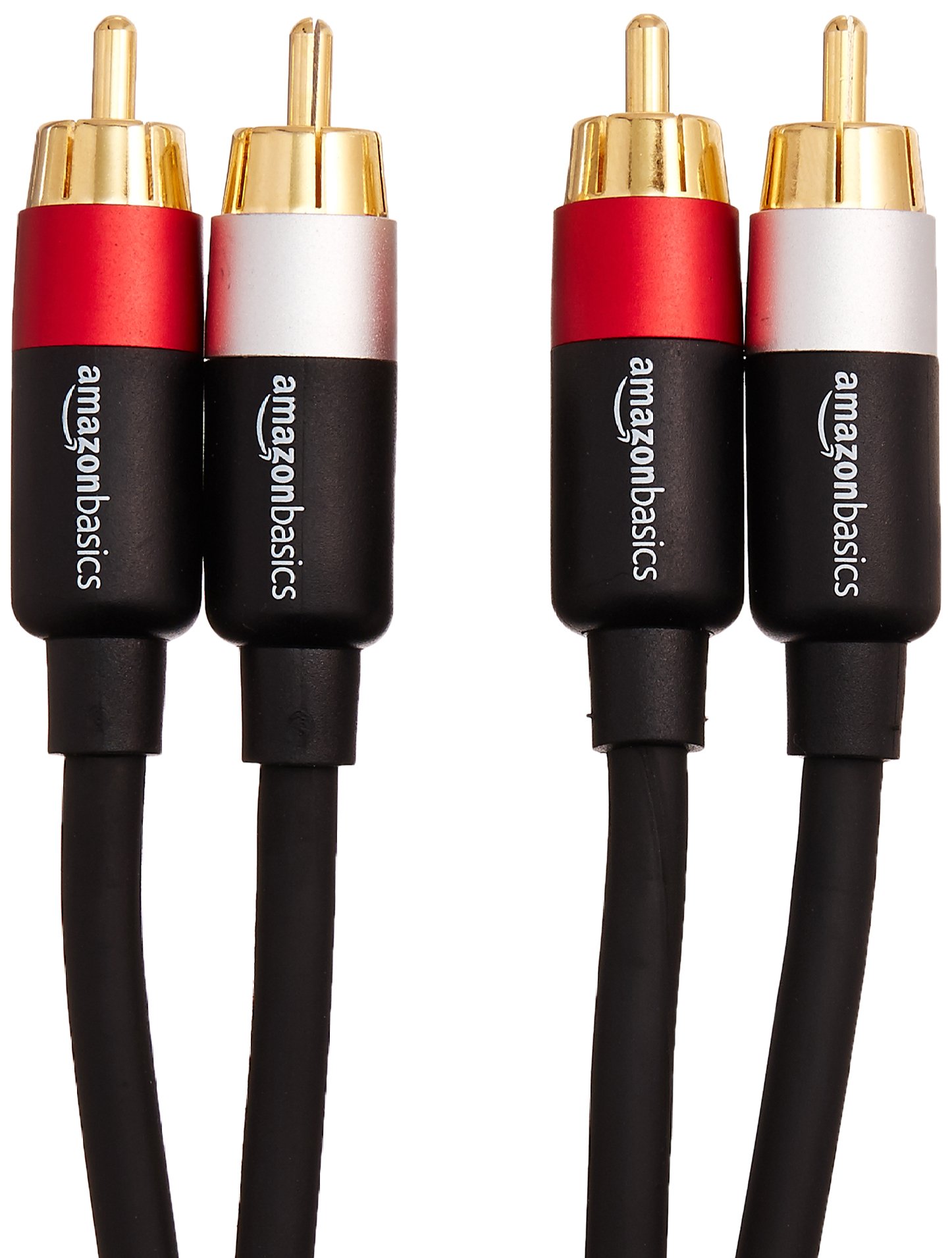 Amazon Basics 2-Male to 2-Male RCA Audio Stereo Subwoofer Cable - 15 Feet & 3.5mm to 2-Male RCA Adapter Cable - 8 Feet - High-Quality Audio Connection for Home Theater, Sound System, and DJ Equipment - Perfect for Speakers, Subwoofers, and Audio Interfaces