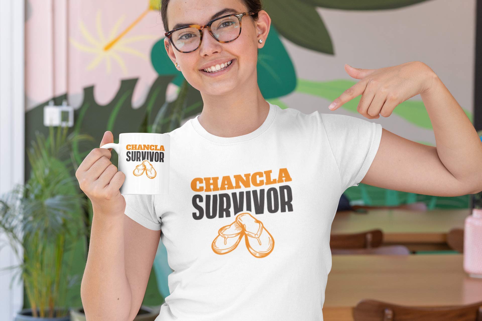 Survivor Coffee Mug - 11oz Ceramic Tea Cup with 'Chancla' Design - Perfect Gift for Latina & Latino - Ideal for Home, Office & Coffee Lovers
