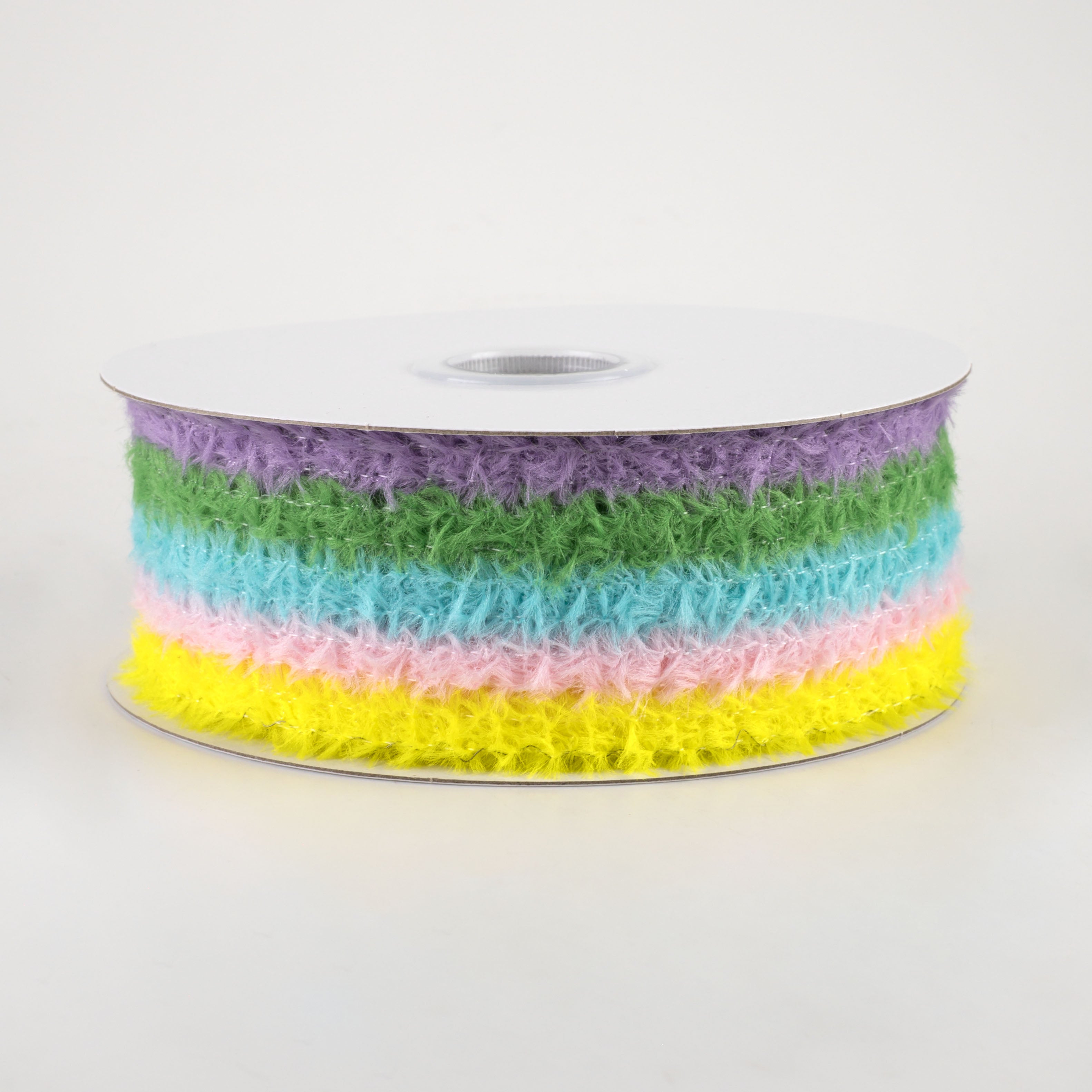 1.5 Inch Soft Fuzzy Striped Ribbon - Lavender, Blue, Green, Pink, Yellow (10 Yards) for Gift Wrapping, DIY Crafts, Hair Bows, Scrapbooking & Party Decorations