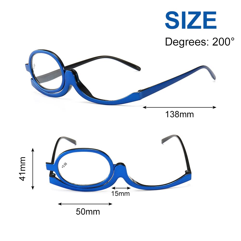 Portable Rotating & Folding Makeup Glasses for Women - Reversible Lens Reading Glasses with Magnification for Makeup Application, Travel & Home Use