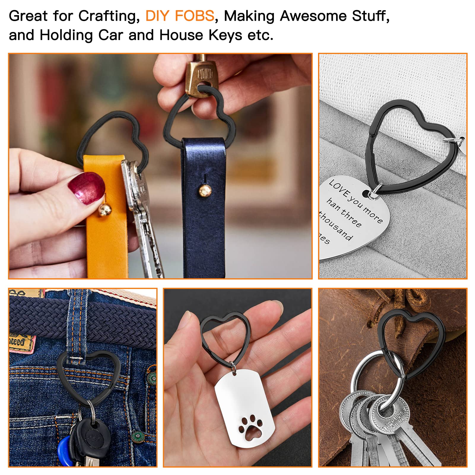 50pcs Heart Key Rings - DIY Metal Keychains for Home, Office & Car Organization | Arts & Crafts Supplies