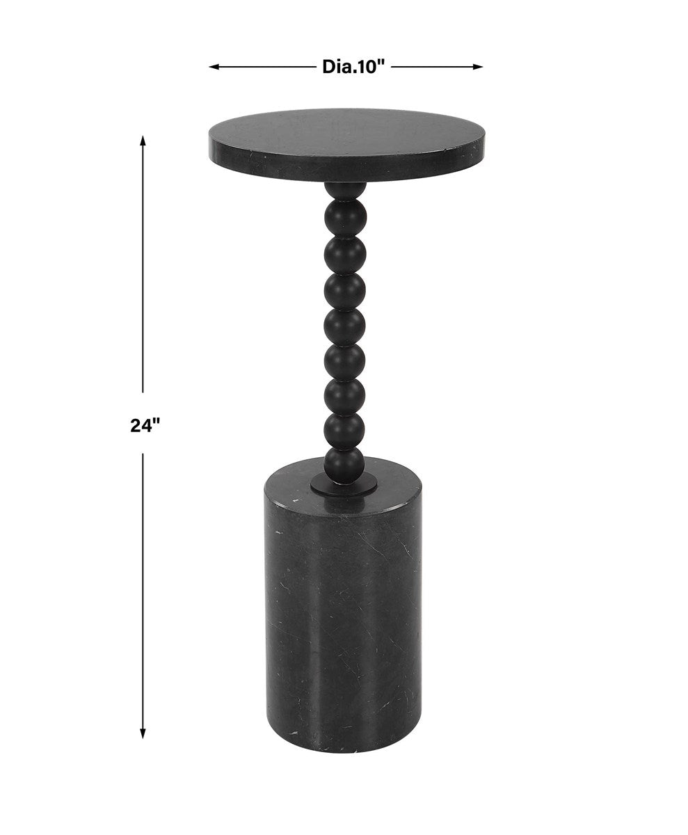 Black Beaded Drink Table - Elegant and Durable Coffee Table for Living Room, Patio, or Outdoor Decor
