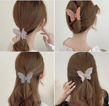 5-Piece Mini Butterfly Hair Clips - 2.63 Inch Cute Hair Claws & Barrettes for Women & Girls - Sweet Simple Hair Accessories for School, Parties & Everyday Styling