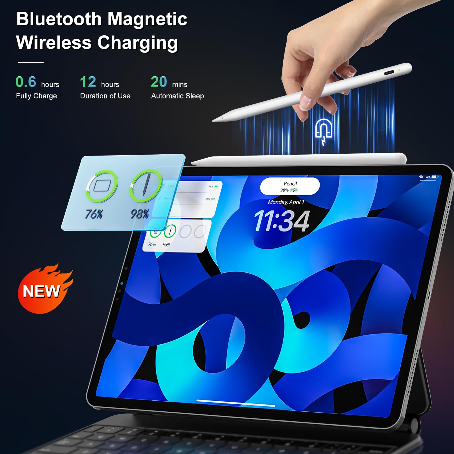 2nd Gen Wireless Charging Pencil - Apple Pencil Alternative for iPad Pro 11