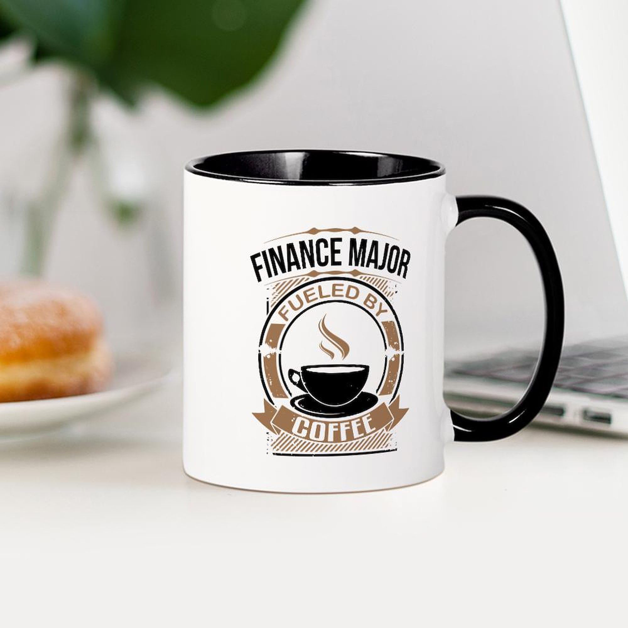 Finance Major Fueled By Coffee Mug - 11 oz (325 ml) Ceramic Coffee Cup for Office, College & Home Use - Perfect Gift for Accountants, Bankers & Business Students