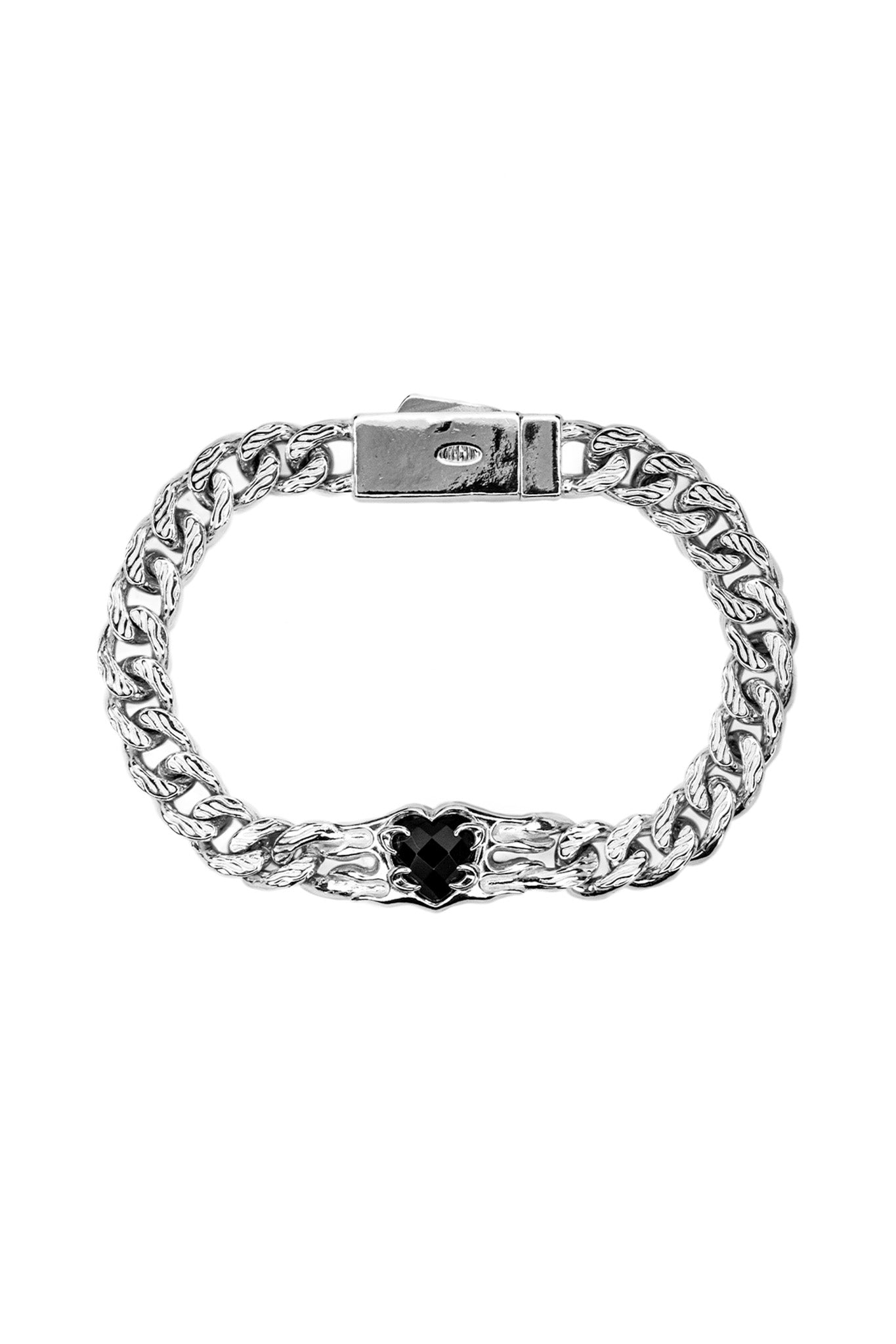 Flaming Heart Bracelet - Black Onyx Stone Jewelry for Women | Elegant Gothic Fashion Accessory | Perfect for Date Night, Parties & Special Occasions