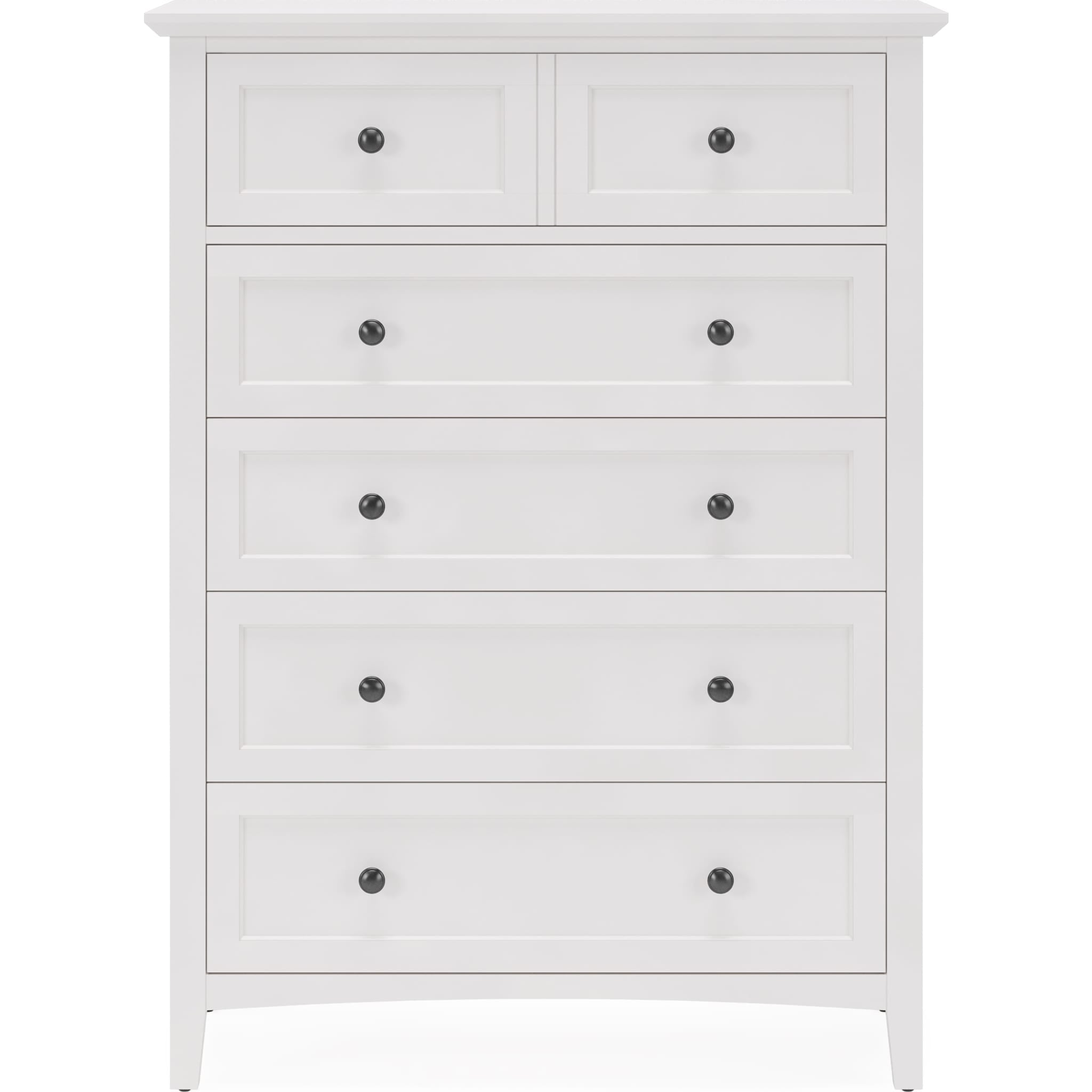 Grace 5-Drawer Chest Dresser in Snowfall White - Modern Bedroom Storage Furniture for Home Organization (2024) - Perfect for Master Bedroom, Guest Room & Nursery