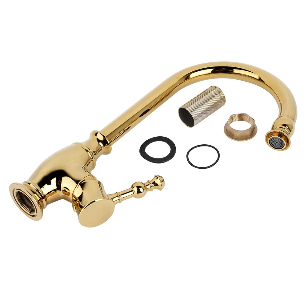 Vintage Gold Cold Water Faucet for Kitchen Sink - Antique Style Single Handle Tap with Easy Installation - Perfect for Farmhouse, RV, and Outdoor Sink Decor