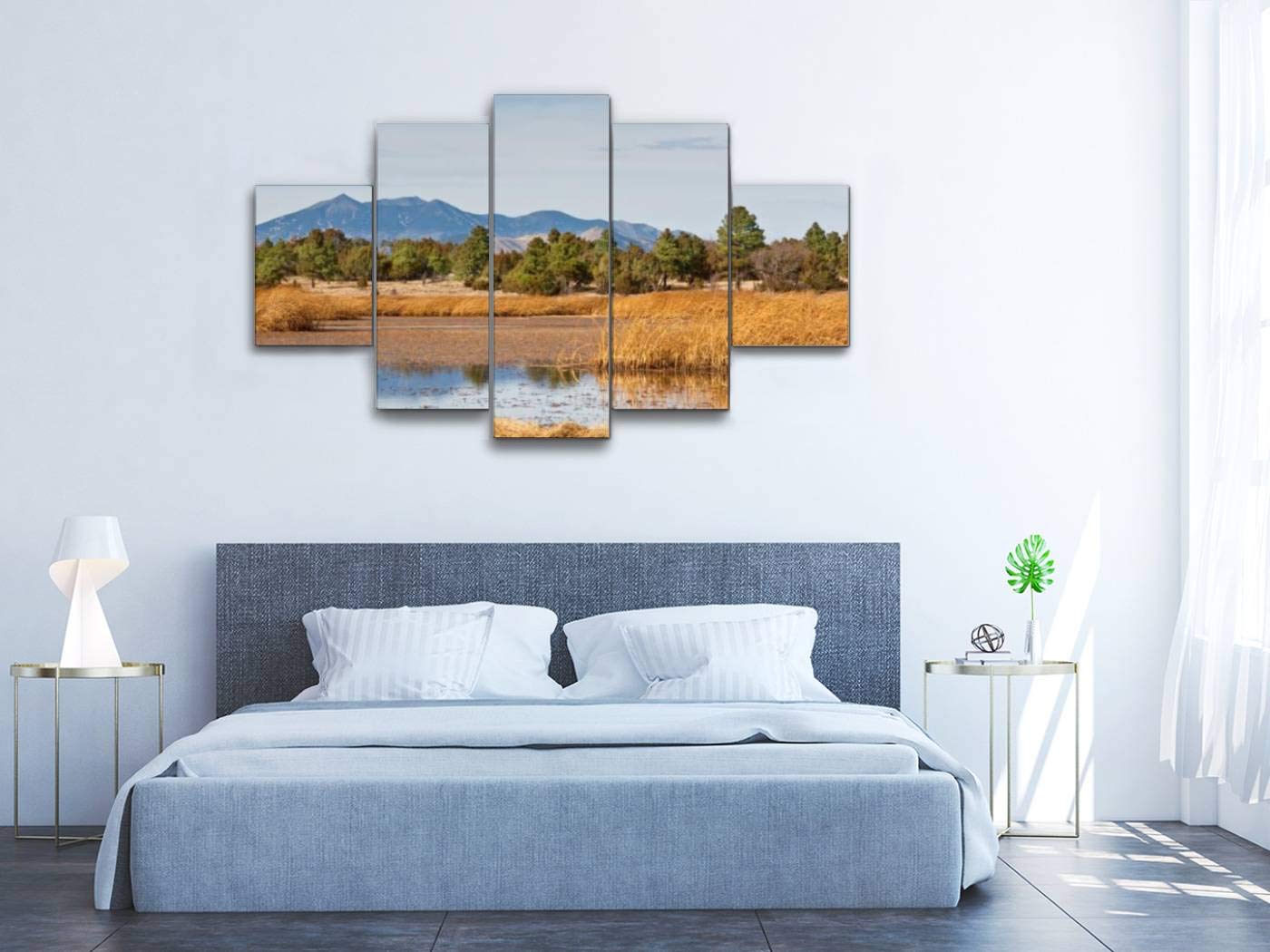 Skipvelo 5-Panel Wall Art Canvas Prints - Prime Lake & San Francisco Peaks Arizona Landscape Paintings, Framed Wall Decor Ready to Hang | Perfect for Living Room, Bedroom & Office Decor