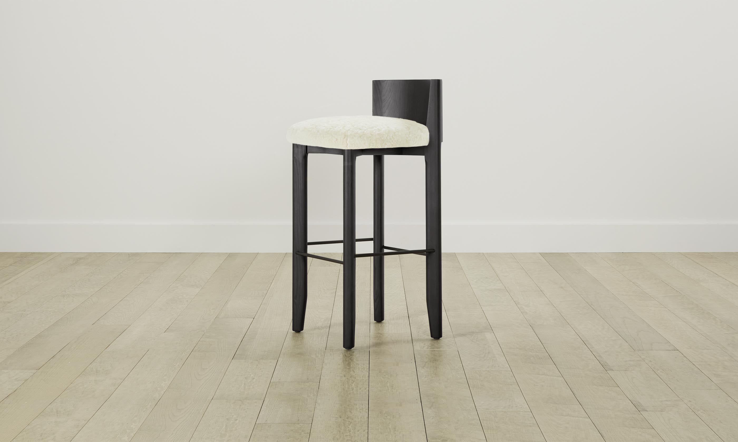 Delancey Bar & Counter Stool with Shearling Upholstery in Ivory - Perfect for Kitchen Islands, Breakfast Bars & Modern Home Decor
