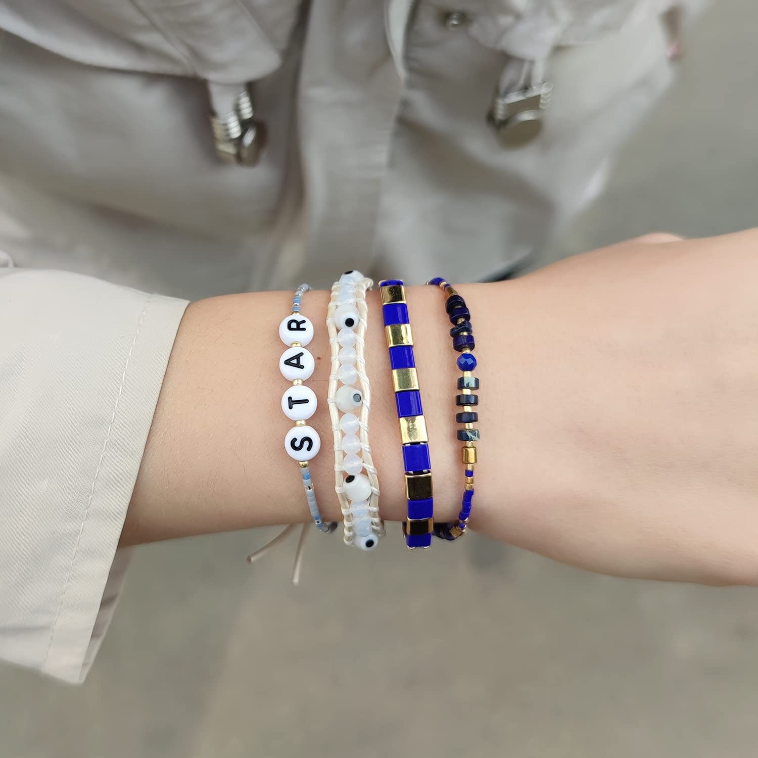 KELITCH Beaded Letter Bracelet - Bohemian Friendship Charm Bracelet for Women | Personalized Name Jewelry Gift for Best Friends, Birthday, Party & Everyday Wear