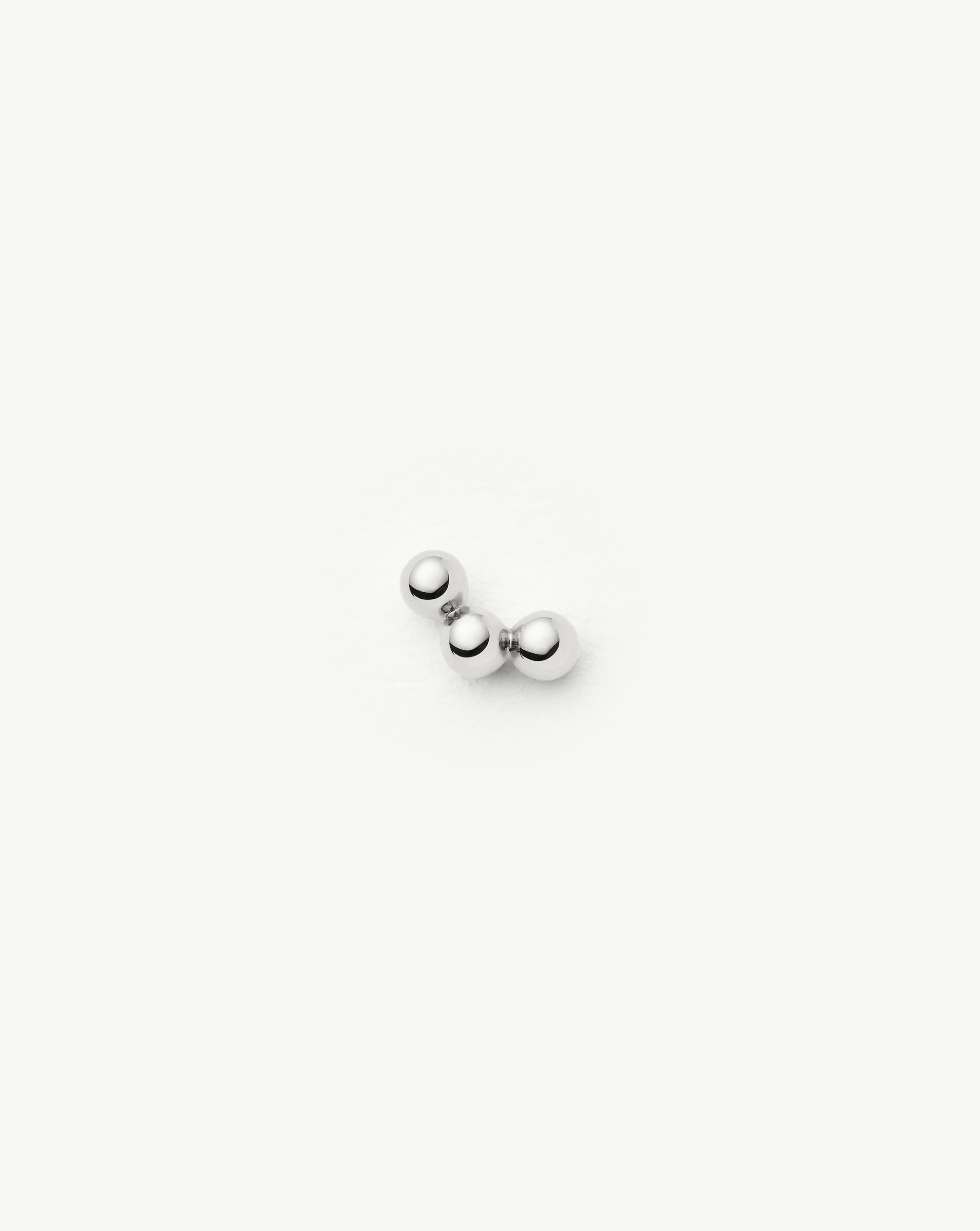 14K Solid White Gold Single Stud Earrings Set of 3 - Minimalist Fine Jewelry for Women, Gift for Her - Perfect for Everyday Wear, Work & Special Occasions