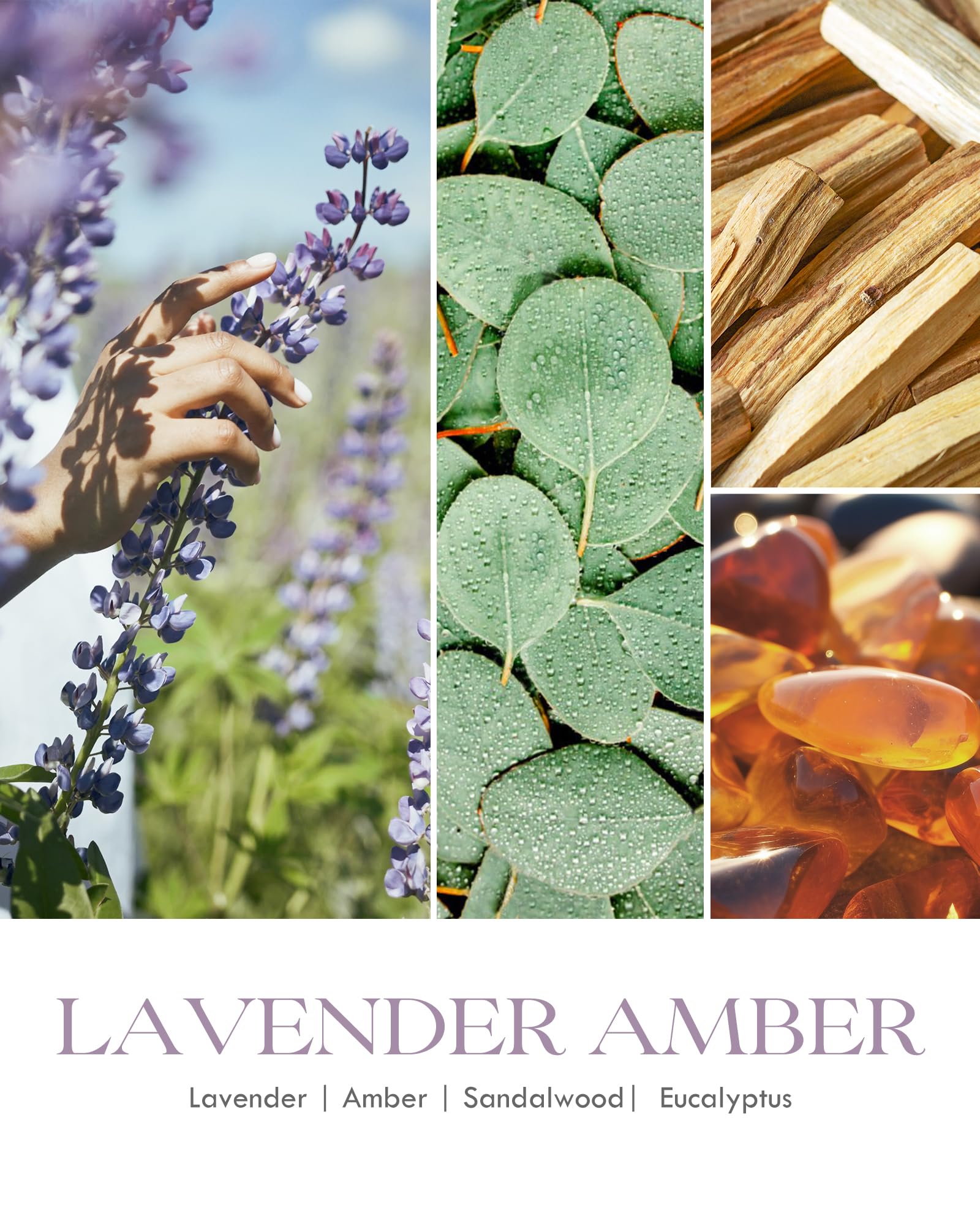 AOOVOO Wood Wick Scented Candles - Handmade Lavender Amber Aromatherapy Soy Candle in 10oz Concrete Jar, Natural Home Fragrance Gift for Women & Men | Perfect for Relaxation, Meditation & Romantic Ambiance