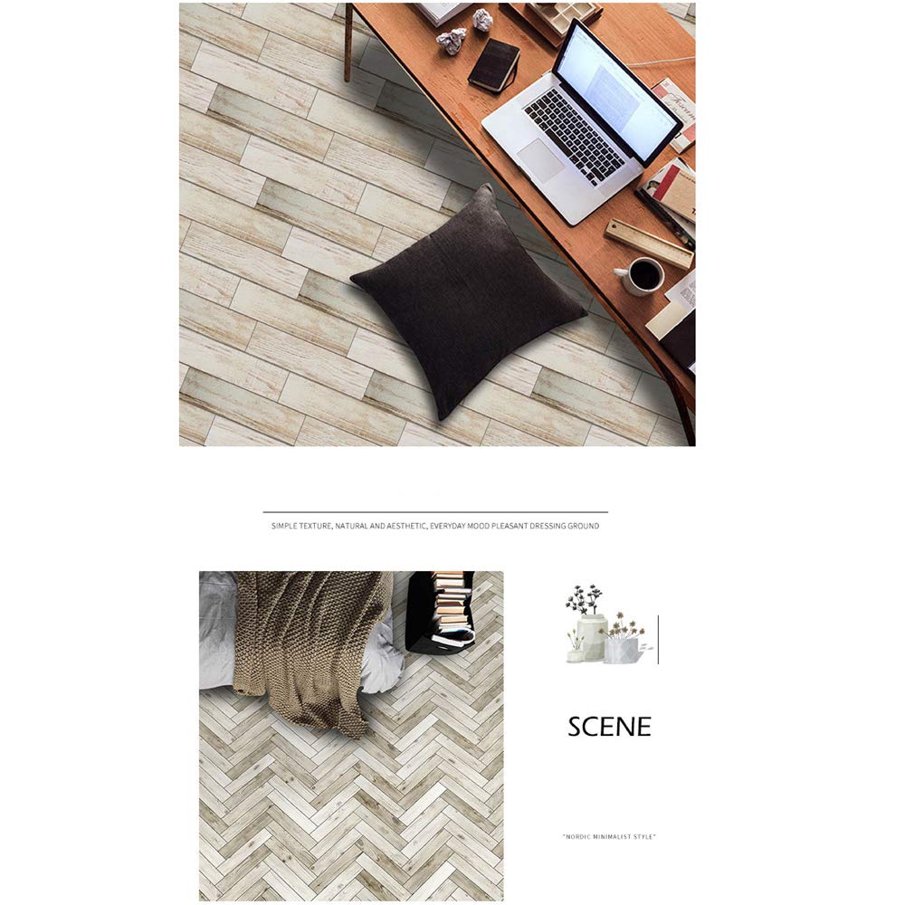 Wood Grain Tile Stickers - PVC Floor Decals for Living Room, Bedroom & Kitchen Renovation - Easy Peel & Stick Wall & Floor Decor - Perfect for Home Improvement & DIY Projects