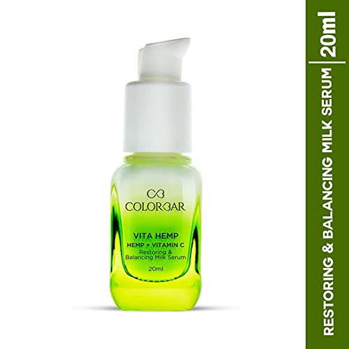 Colorbar Vita Hemp Restoring & Balancing Milk Serum - Nourishing Face Serum with Pomegranate Scent, Vitamin C & Hemp Seed Oil - Hydrating & Revitalizing for Dry, Dull Skin | Day & Night Skincare Routine