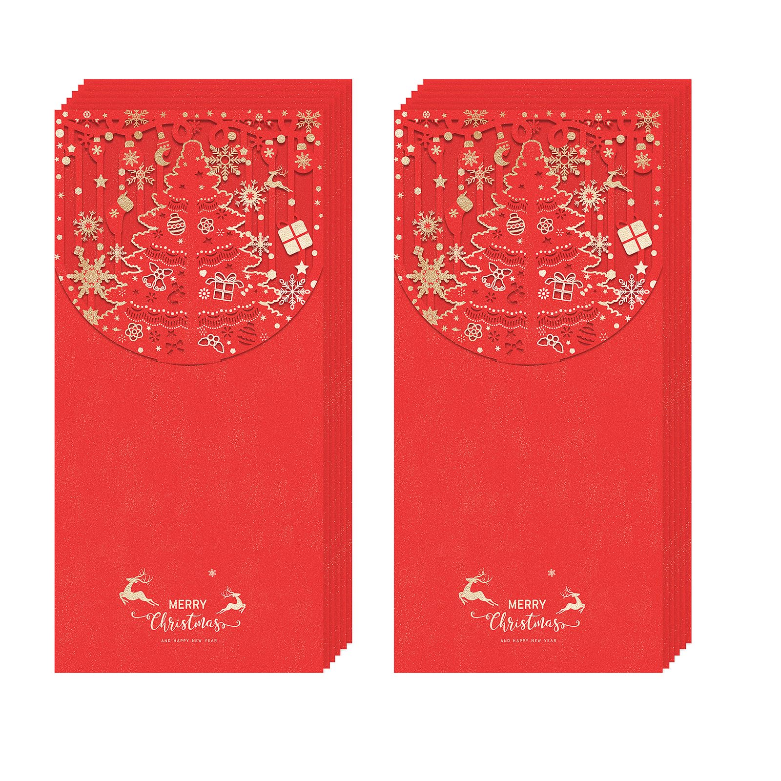 12 Pcs Christmas Money Holder Envelopes for Cash Gifts - Gold Foil & Laser Cut Holiday Currency Envelopes - Perfect for Christmas Cash Stuffing, Holiday Gifting & Party Favors (Red)