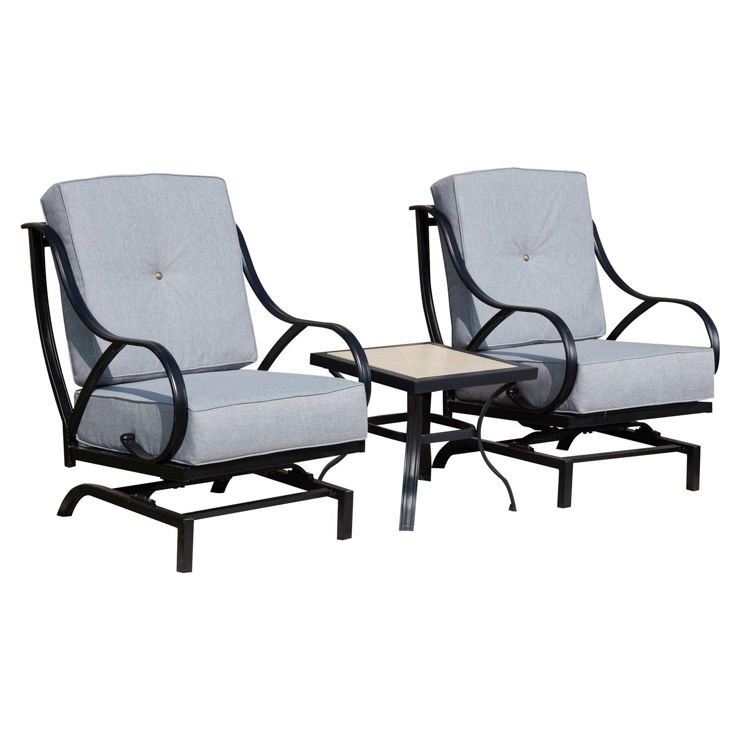 **Outdoor Bistro Set with 2 Rocking Chairs & 1 Coffee Table - Metal Patio Furniture for Garden, Balcony, Lawn - Perfect for Relaxing, Entertaining, and Enjoying Summer Evenings**