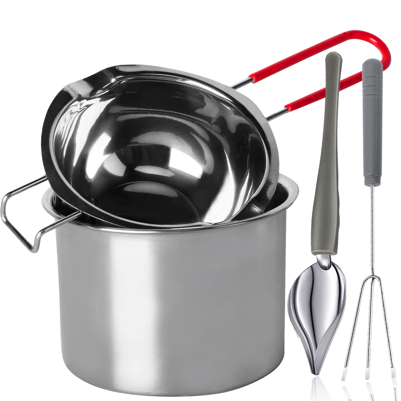 Premium Stainless Steel Double Boiler Melting Pot with Heat-Resistant Handle - 450/900ML Large Capacity for Melting Chocolate, Butter, Candy, Cheese & Candle Making - Perfect for Home Kitchens, Bakeries & DIY Craft Projects