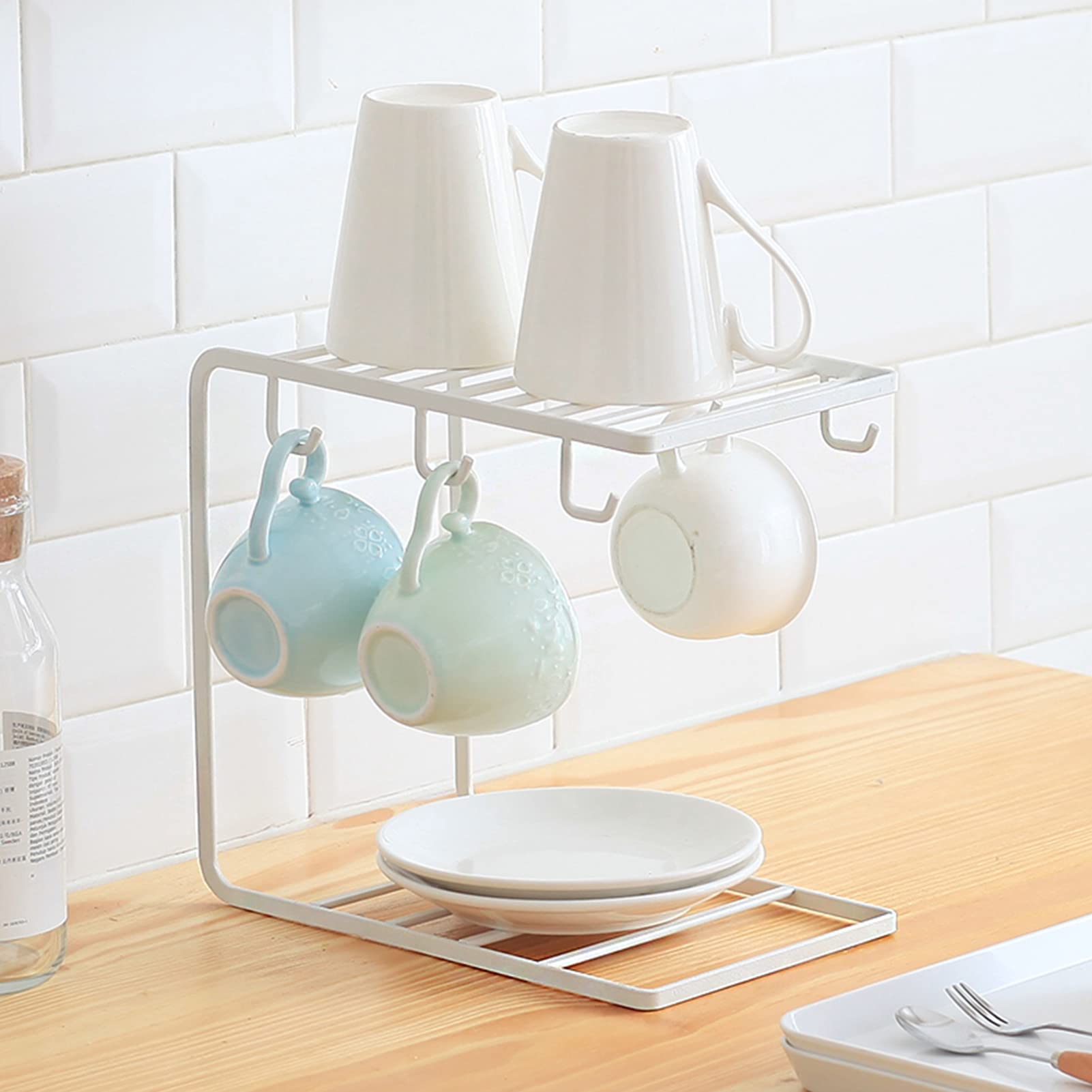 EXCLUZO Mug Holder Stand with 6 Hooks - Countertop Coffee Cup Organizer for Home & Store Display - Perfect for Kitchen, Office, and Retail Shop Organization
