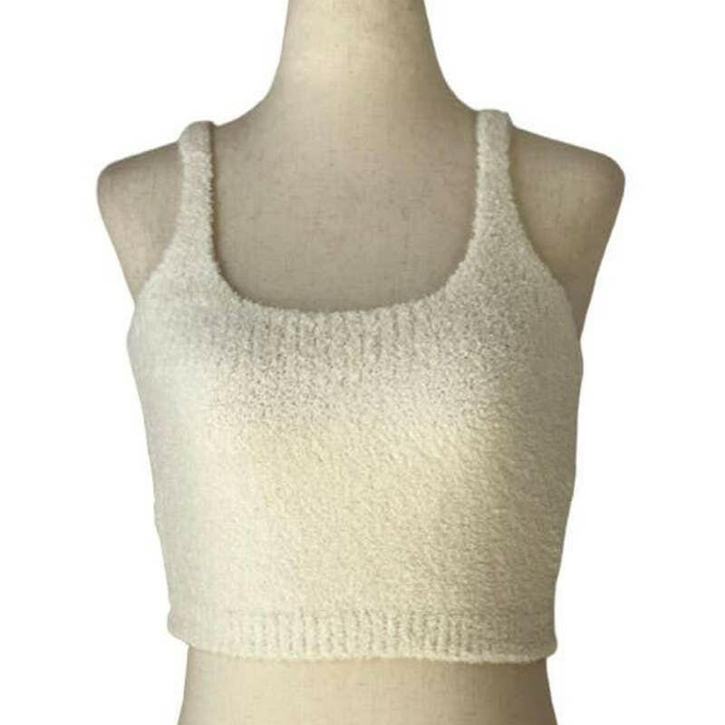 Ivory Solid Color Luxury Scoop Neck Crop Top for Women - Casual Summer Tops, Beachwear, Street Style Fashion