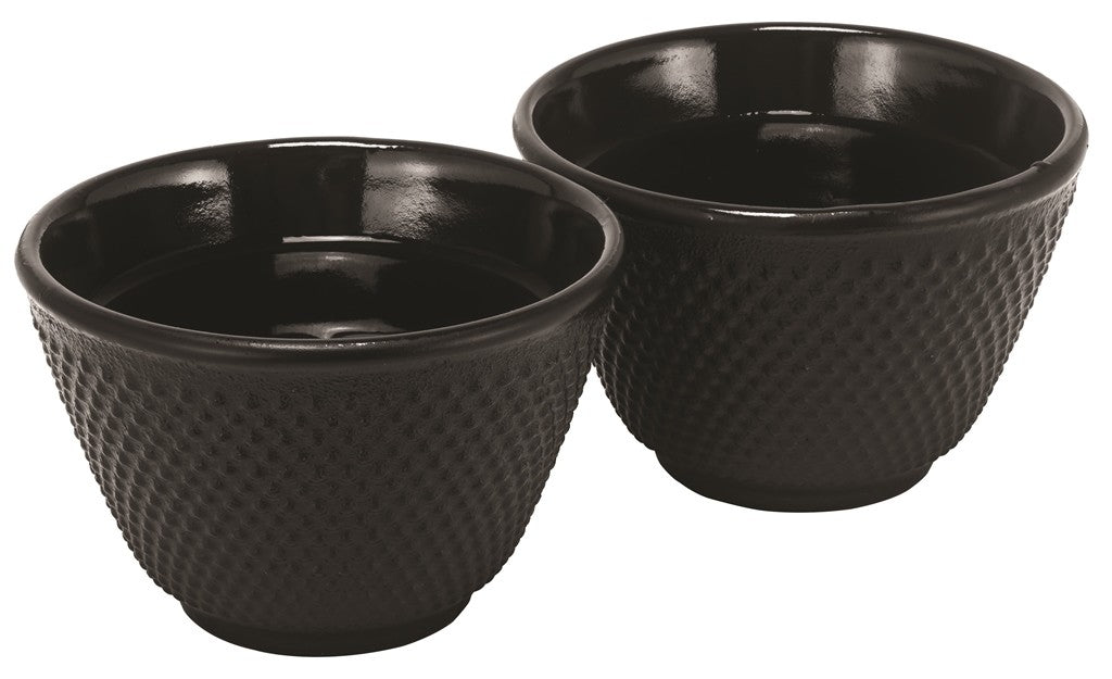 Avanti Hobnall Cast Iron Teacups Set of 2 - Vintage Style Japanese Tetsubin Teapot Cups for Tea Ceremony, Home Decor & Gift Giving