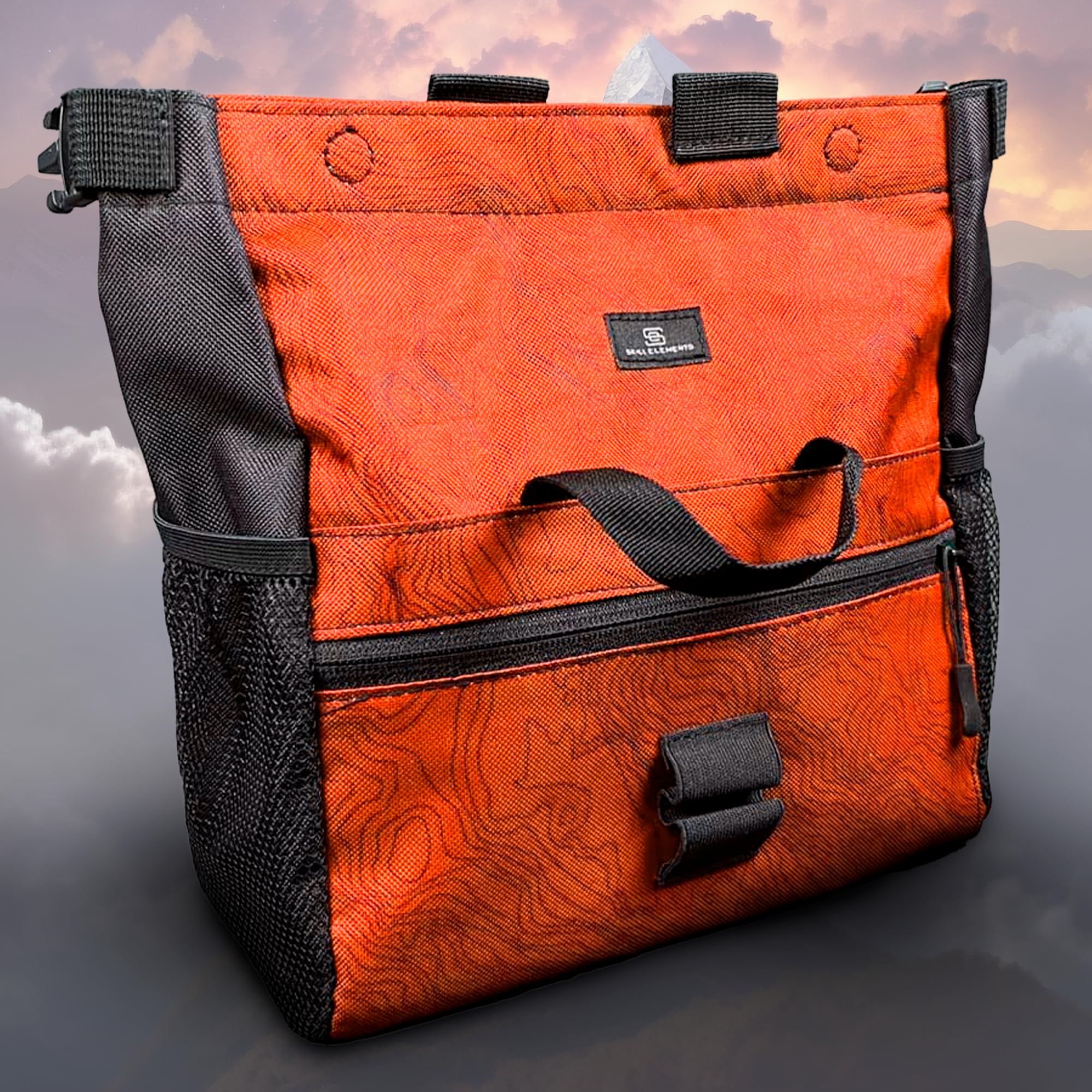 Premium Chalk Bucket for Rock Climbing & Bouldering - Large Magnetic Closure Chalk Bag with 2 Zippered Pockets, 2 Side Pockets & 4 Brush Holders - Ideal for Indoor Gym Training & Outdoor Climbing Adventures