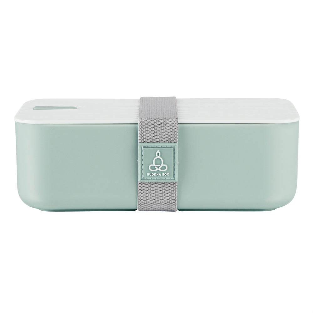 Bento Tek 34 oz Eco-Friendly Green Buddha Lunch Box with Secure White Lid - 7.5
