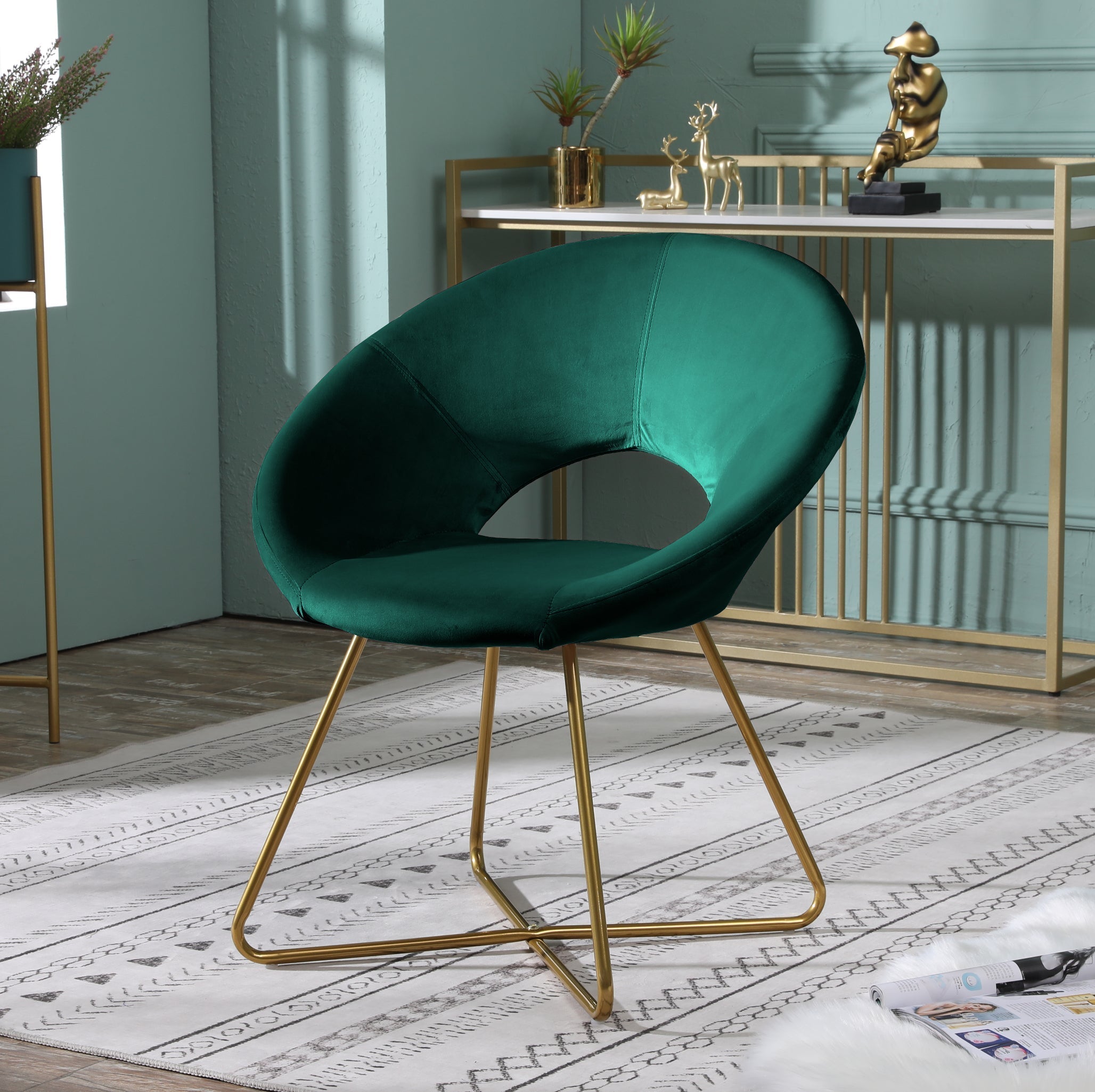 Roundhill Furniture Slatina Silky Velvet Upholstered Accent Chair - Modern Velvet Lounge Chair with Solid Wood Legs for Living Room, Bedroom & Office Decor