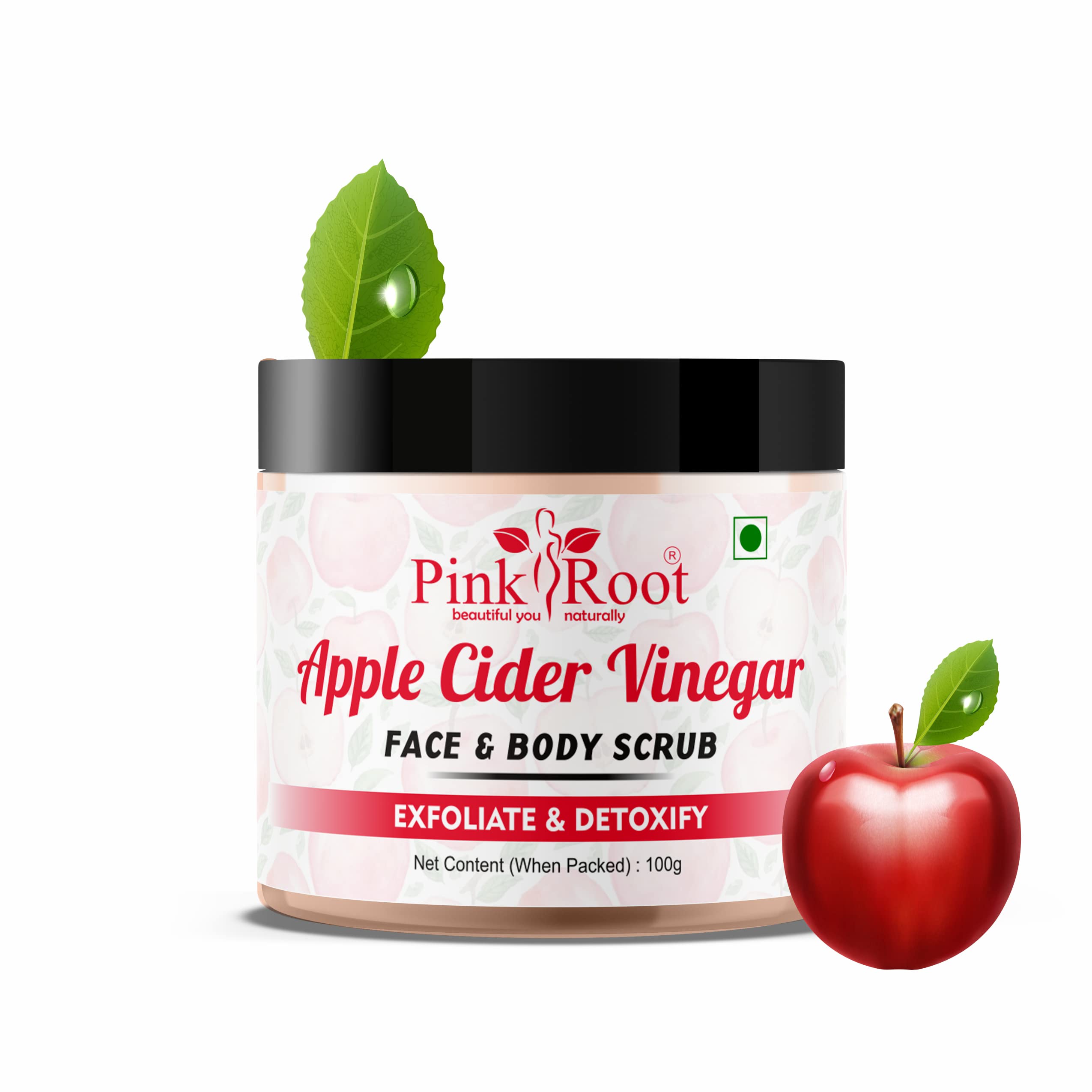 Organic Pink Himalayan Salt & Apple Cider Vinegar Face & Body Scrub - 100g Exfoliating Cleanser for Acne, Blackheads & Smooth Skin | Gentle Skincare for Daily Use & Spa Treatment