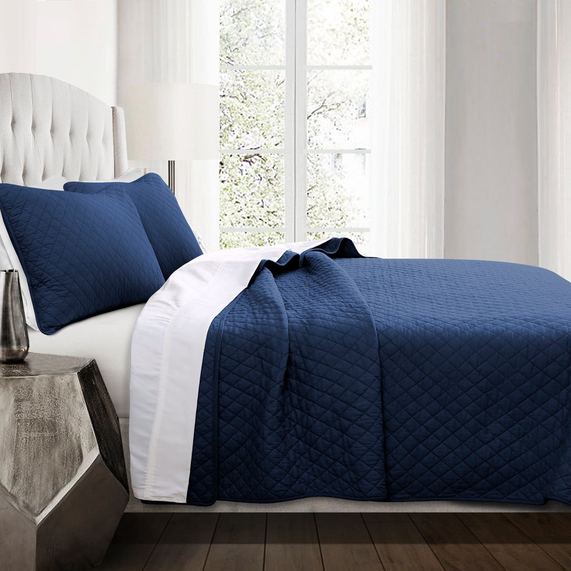 Ava Diamond Oversized Cotton Quilt Set - King Size Bedding with Soft Breathable Fabric for All Seasons | Perfect for Master Bedroom, Guest Room & Cozy Home Decor