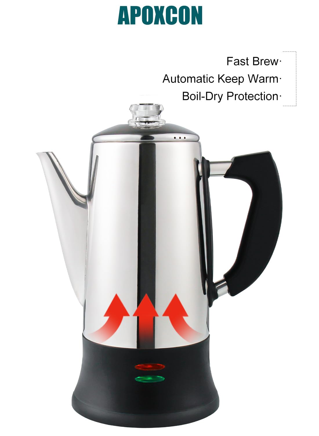 12 Cup Electric Coffee Percolator - ETL Approved Stainless Steel Coffee Maker with Heat-Resistant Glass Knob | Classic Cordless Design for Home, Office & Camping Use