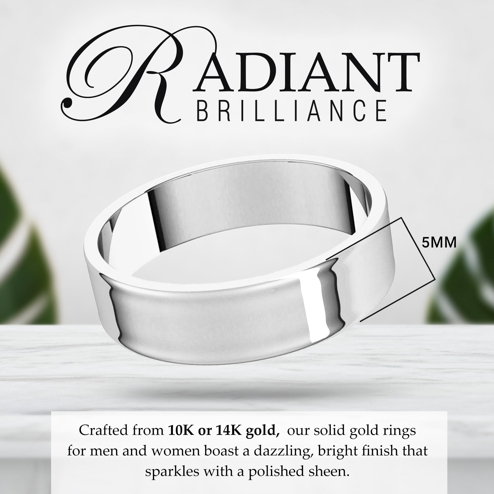 5mm Solid Gold Wedding Band for Women & Men - 10K/14K Yellow or White Gold Comfort Fit Ring - Perfect for Anniversaries, Engagements & Everyday Wear