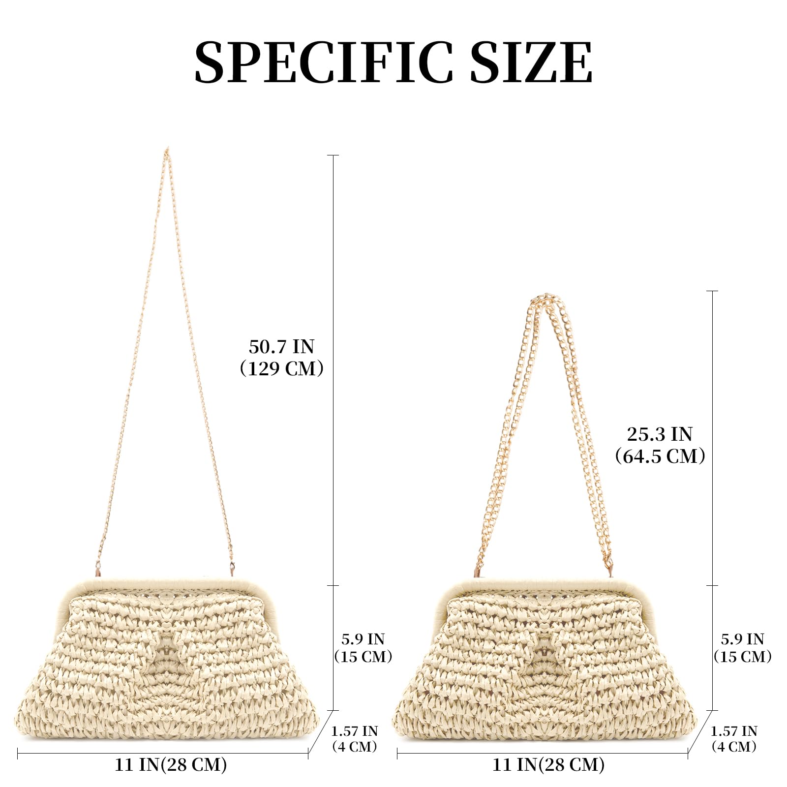 Women's Woven Straw Crossbody Bag - Beach Handbag with Pouch for Outings