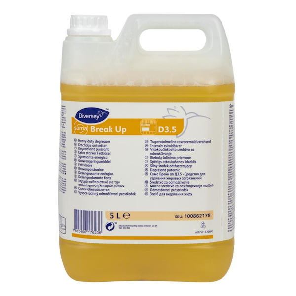 Diversey Suma Break Up Heavy Duty Kitchen Degreaser - Powerful Commercial-Grade Cleaner for Grease, Oil & Stains | Ideal for Restaurants, Food Trucks & Commercial Kitchens