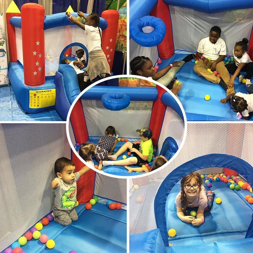 Inflatable Bounce House with Slide for Kids 3-8 Years - 9.5x6.5x6.5FT Bouncy Castle with Blower & Play Balls - Indoor & Outdoor Jumping Playhouse for Toddler Birthday Parties, Backyard Fun, Summer Activities
