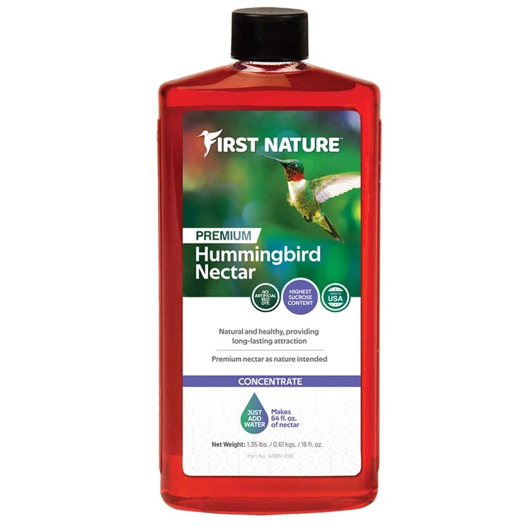 First Nature Hummingbird Red Nectar Concentrate 16 oz - Natural Hummingbird Food for Wild Birds - Perfect for Hummingbird Feeders & Outdoor Gardens