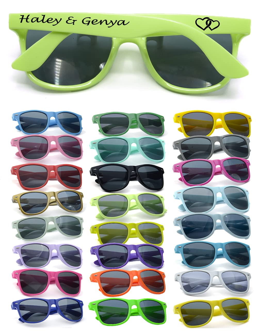 Custom Personalized Sunglasses Bulk - 120PC Lime Sunny Party Favors for Adults | Wedding, Bachelor, Birthday, Graduation, Bridal, Groom, Corporate Events | Fun Party Accessories for Guests & Celebrations