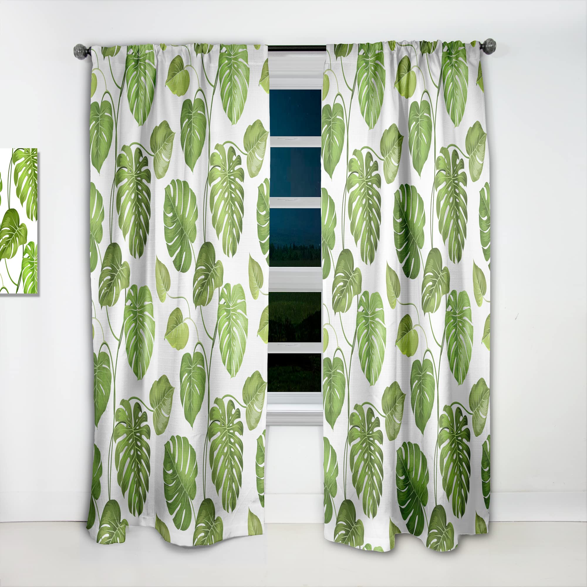 Tropical Palm Leaves II Blackout Curtains - Thermal Insulated Single Panel 52x90 Inches for Bedroom & Living Room - Perfect for Privacy, Sun Protection & Energy Saving