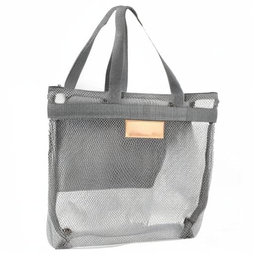 Quick Dry Mesh Shower Caddy Bag with Zipper & Inner Pocket - Lightweight Portable Bath Organizer for College Dorm, Gym, Beach & Travel - Perfect for Swimming, Camping & Outdoor Activities (Gray)