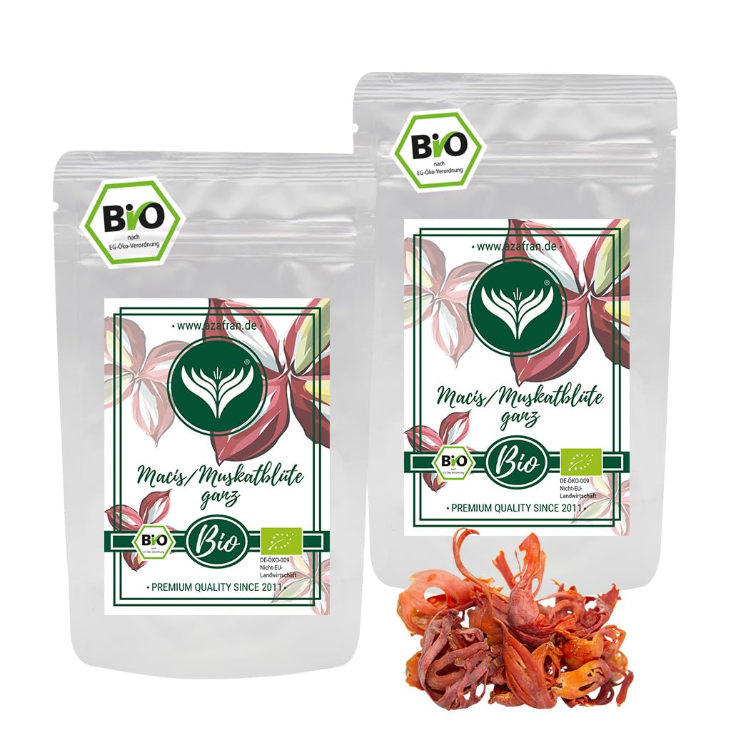 Organic Saffron & Whole Mace Spice - Premium 100g Nutmeg Flower for Baking, Cooking & Gourmet Dishes - Perfect for Desserts, Curries & Holiday Recipes