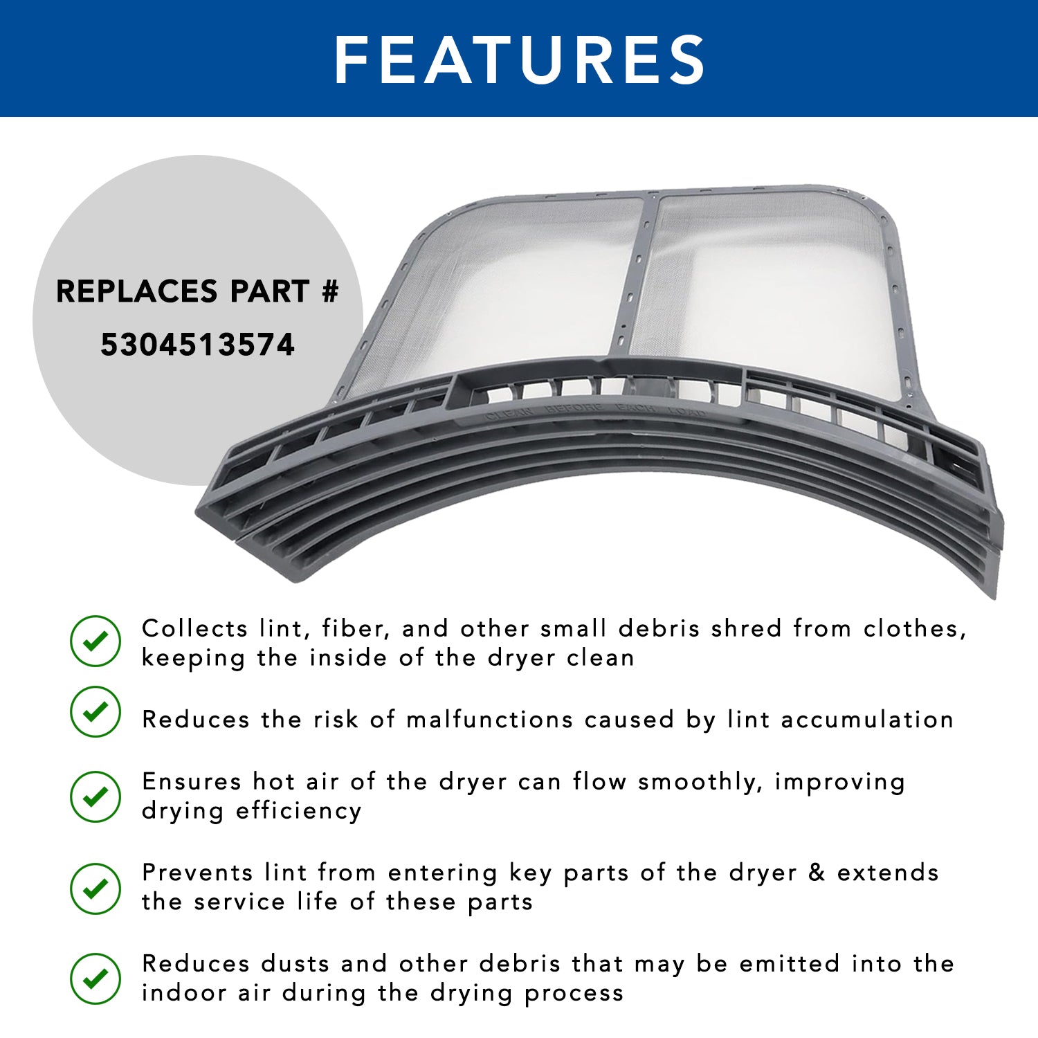 Electrolux Frigidaire Dryer Lint Screen Replacement - Ultra Durable Laundry Dryer Filter Compatible with Electrolux & Frigidaire Models | Perfect for Home Laundry Room Maintenance & Dryer Repair
