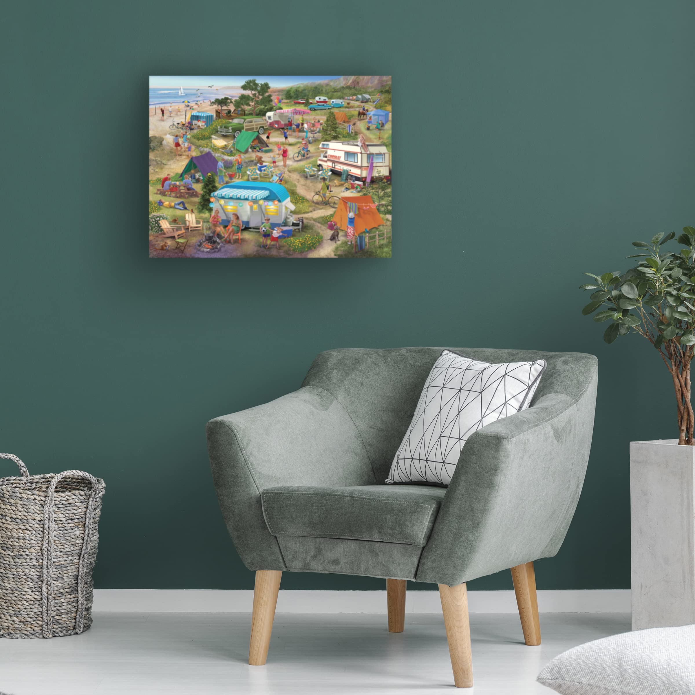 Trademark Fine Art 'Seaside Cramped Grounds' Canvas Wall Art by Bigelow Illustrations - Perfect for Coastal Home Decor, Beach House Living Room & Bedroom Wall Decor