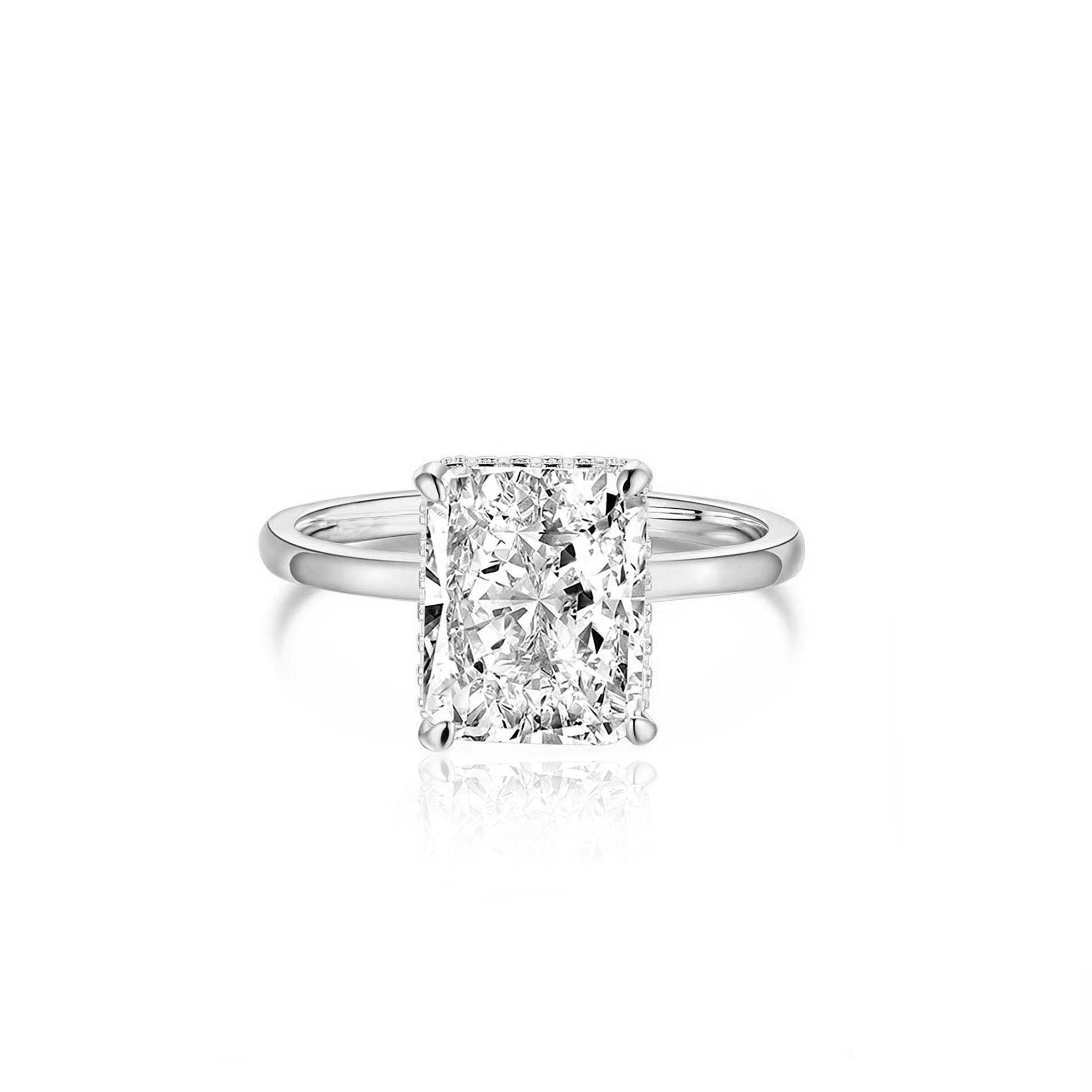 Radiant Cut Moissanite Ring - Geometric Brilliance Ashes Jewelry for Women - Perfect for Engagement, Wedding, Anniversary & Special Occasions